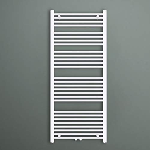 Mai & Mai Badheizkörper Handtuchheizkörper Badheizung Heizkörper bad 60x140cm Weiß Seitenanschluss & Mittelanschluss Handtuchtrockner Röhrenheizkörper