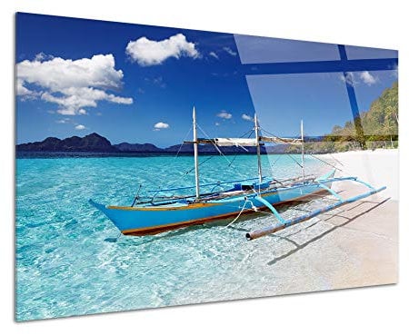 DECLINA, tableau mural décoration, impression sur verre acrylique, tableau déco photo plage Philippines, art mural moderne, décoration intérieure élégante