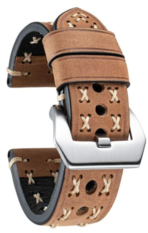 BINLUN Lederarmband Uhrenarmband 20mm 22mm 24mm 26mm Uhrenarmbänder für Herren Damen Smartwatch Armband 20mm 22mm 24mm X-Form Uhrband Schnellverschluss Ersatzarmbänder Boho Handgefertigt Watch Armband