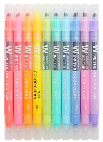 1 Set Marker Stifte Kit 10 Stück doppelendige radierbare Textmarker Stift Marker Pastell Flüssigkreide Marker Fluoreszierende Milkliner Textmarker Farbe Schreibwaren Geschenk Packung mit 10