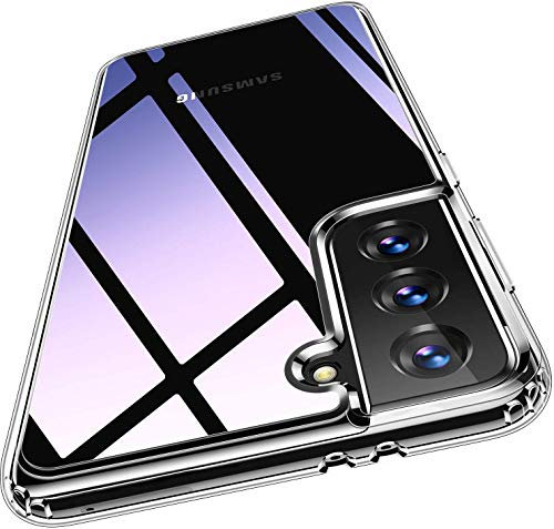Captor Coque transparente pour Samsung S21, coque TPU en silicone souple et fine, protection complète avec bord relevé pour écran et appareil photo