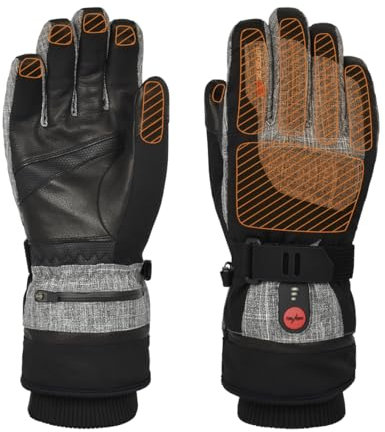 30seven Beheizte Sporthandschuhe, elektronische Heizhandschuhe zum Ski- / Snowboardfahren, wasserfeste & Winddichte Outdoor-Bekleidung, für Damen & Herren, Grau, 10-L