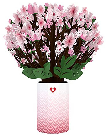 Lovepop® 3D Pop-Up Kirschblütenstrauß Bouquet aufklappbarer Sakura Papier-Blumenstrauß für Geburtstag, Frauentag, Jubiläum, Glückwünsche, Jahrestag | inkl. Umschlag & Notizkarte