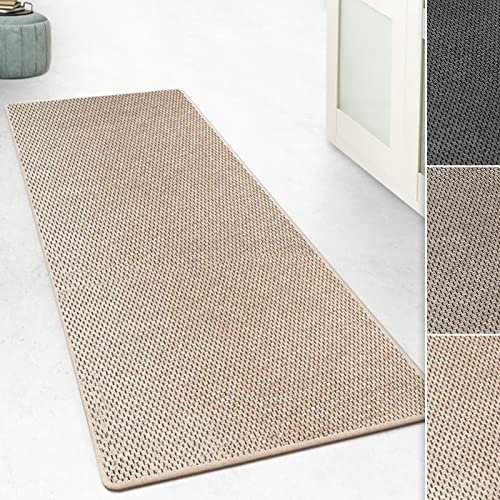 Floordirekt Teppichläufer Kalkutta - Sisaloptik - Tiger-Eye-Design - Teppich Läufer Wohnteppich Flurläufer Küchenläufer (Beige, 80 x 200 cm)