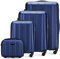 WITTCHEN Stabiler Reisekoffer Koffer-Set 4tlg. Trolley Material polycarbonat 4 Lenkrollen Zahlenschloss Dunkelblau