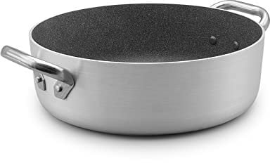 Pentole Agnelli ALSA106G40 Linea Shark Skin, Casseruola Bassa, Antiaderente, con 2 Manici in Acciaio Inossidabile, 40 cm