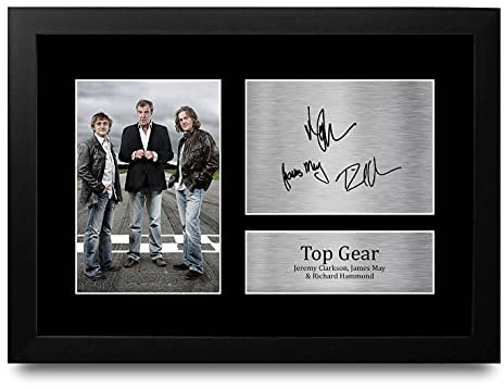 HWC Trading FR A4 Top Gear Clarkson, May, Hammond Geschenke Gedruckt Signiert Autogramm Bild Für Fernsehshow Fans - A4 Framed