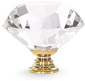 TopHomer Lot de 16 boutons de placard en cristal transparent de 30 mm en forme de diamant avec vis pour porte de commode, armoire, cuisine, salle de bain, maison