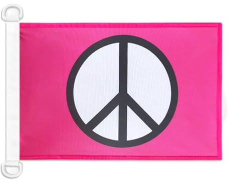 BANDERA NAUTICA SÍMBOLO DE LA PAZ ROSO 45x30cm - Pabellón de conveniencia ROSA PEACE 30 x 45 cm anillos - AZ FLAG