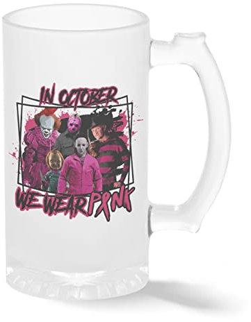 In October We Wear Pink Characters Transparent Bierkrug Stein 500ml