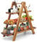 Manspdier Bandeja de madera para servir de 3 niveles, soporte para cupcakes de tres niveles, bandeja rectangular de madera para granja, decoración de fiesta marrón