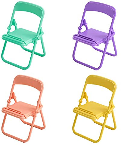 nanaxagly Mini Chair Foldable Cell Phone Stand, 4Pcs Portable Funny Cute Cell Phone Holder Stand Compatible with Smartphone/Phone/Pad/Tablet/E-Readers, 4 Candy Colors