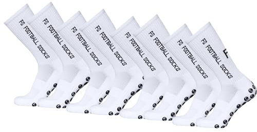 CalmGeek Fußballsocken Sportsocken mit Noppen 4 Paar Grip Socken Fussball Größe 39-46, Outdoor Sport Laufsocken Kompressionsstretch Socken für Fussball Basketball Laufen Bergsteigen Marathons