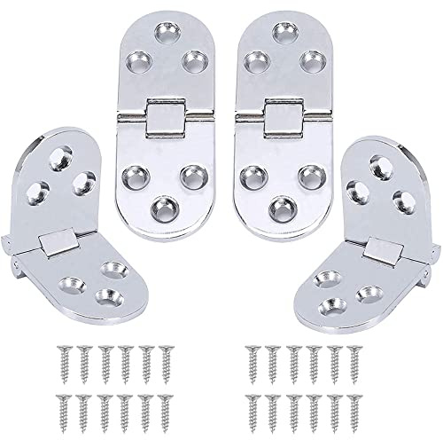 Juego de 4 bisagras de aleación de zinc para mesa plegable, máquina de coser, mesa, escritorio, armario, bisagra plegable de 180°, accesorios para el hogar, color plateado