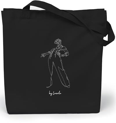 Loxato Borsa di Tela Nera - Borsa Shopper Cotone 220g/m2 35x42cm - Tote Bag Aesthetic Donna Nero - Borse Shopper Tela - Extra Largo 8cm