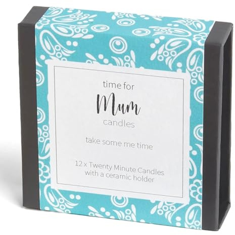 time for Mum Kerzen (Verpackung) 12 x Zwanzig Minuten Kerzen mit Keramikhalter für Entspannung, Meditation, Achtsamkeit und Wohlbefinden