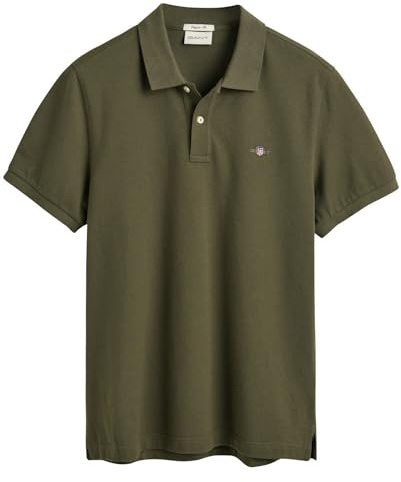 GANT Mens Shield Short Sleeve Pique Polo Shirt Juniper Green M