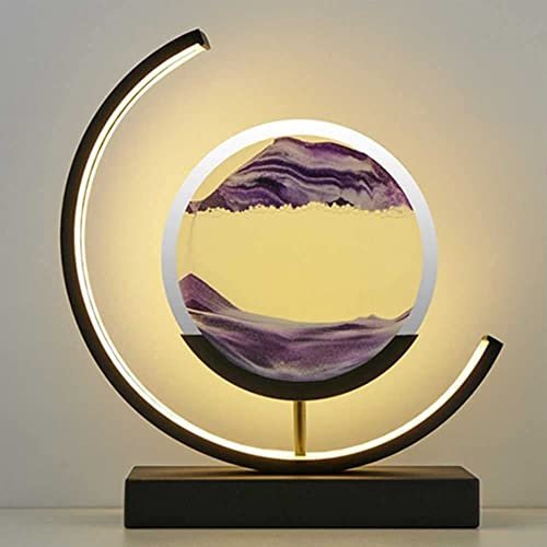 Peinture De Sable Qui Coule 3D, Image d'art De Sable Mobile Paysages De Sable en Mouvement avec LED, Lampe De Table 3D avec Cadre De Sable Coulant en Haute Mer, Grands Jouets d'art De Bureau 3.11 (Co