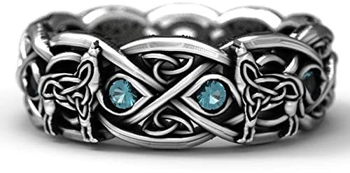 Bysonglezai Ring Damen Ringe Herren Frauen Geschenk Mode Vintage Männer Ring Weave Muster Wolf Design Zirkon Ringe Jubiläumsfeier Geschenk Für Männer 8 A