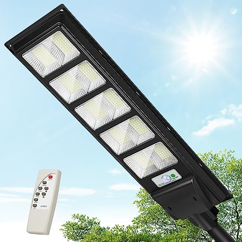 Wstan 500W LED Solar Straßenlaterne, 540LEDs, 50000LM, Solarbetriebene Straßenlampe Mit Bewegungssenso & Fernbedienung, Wasserdichte IP65 für Park