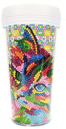 DairyDing 5D Full Drill Cat Diamond Painting Water Bottle DIY 16oz BPA Free Water Bottle and Diamond Art Leak Proof Coffee Tumbler Cup With Lid for Travel Women Friends Colleague Kids Gift Favor