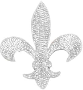 MYMERCERIE Aufnäher Lilie, 3,5 cm x 4 cm, silberfarben