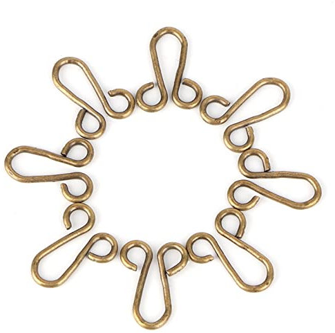 Haken und Ösen Zum Nähen von Fellhaken und Ösen, 10 Stück, Pelzmantel-Hakenverschlüsse Zum Nähen für Übermantel-Unterwäsche (Befestigen Sie den bronzenen Kragenhaken mit 2,8 cm