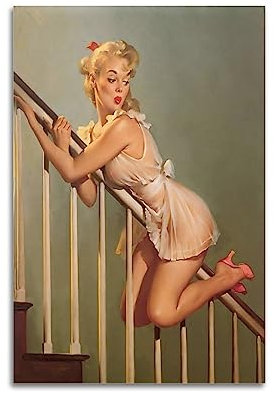 NOHF Vintage Pin Up Girl Poster Miss Vixen Poster Wandkunst Druck Retro Ästhetische Raumdekoration Bürodekorationen 60 x 90 cm ungerahmt