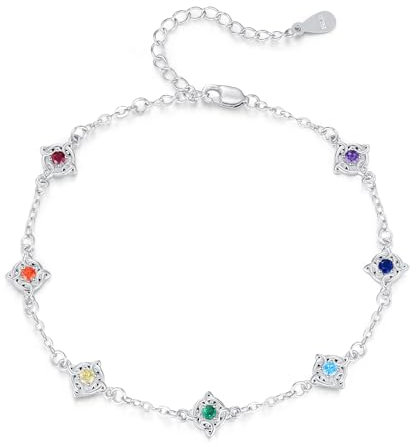 REDSUN Chakra Armband 925 Sterling Silber Irischer Knoten Armband Damen Yoga Schmuck 7 Chakra Armband Verstellbarer Boho Geschenk für Mädchen 3