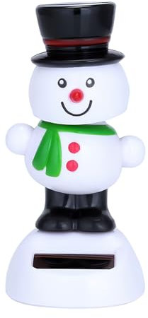 Recitem Wackelfigur Solar Weihnachtsfigur Elch,Solarbetriebener Schwingender Weihnachtsmann, Tanzende Figur Spielzeug für Zuhause Büro Dekoration 1 Stück (Schneemann auf weißem Hintergrund)