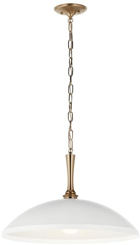 Kichler Delarosa 1-Light Pendant, Updated Traditional Light in White and Champagne Bronze, Sloped Ceiling Compatible, for Your Kitchen, Dining Room or Hallway (12.75 x 20.25), 52638WH