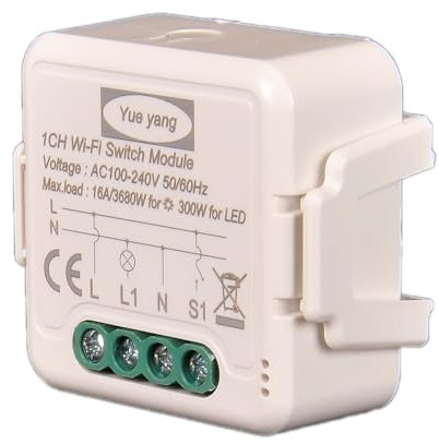 Tuya - Interruptor de luz inteligente Wifi, 1 Gang, Mini DIY Switch Módulo relé 16 A, compatible con la aplicación Smart Life/Tuya, (1)