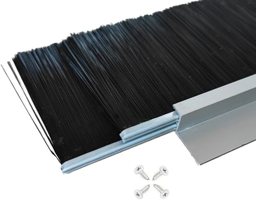 Retsun 2 Sets Ultra-Wide Dual-Layer Door Brush Seal Strip – 87mm (3.4) Width, 880mm (34.6) Length, Silver Aluminum Frame with Durable Black PP Bristles, Dustproof & Weatherproof (Double2.5, 2)