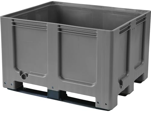 FRANKEL kaiserkraft | Caisse-palette | En polyéthylène HD, L x l x h 1200 x 1000 x 790 mm, 3 semelles, plein, gris
