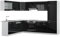 Vicco Eckküche R-Line, Küchenzeile in L-Form, Schwarz Hochglanz/Weiß, 227 x 287 cm, AP Marmor