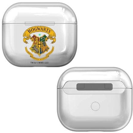 Head Case Designs Offizielle Harry Potter Hogwarts Wappen Und Schilde Durchsichtig Harte Kristall Handyhülle Hülle Huelle kompatibel mit Apple AirPods 3 3rd Gen Charging Case