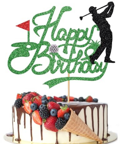 Crseniny Golf Happy Birthday Cake Topper, Sports Themed Birthday Party Decoration Supplies