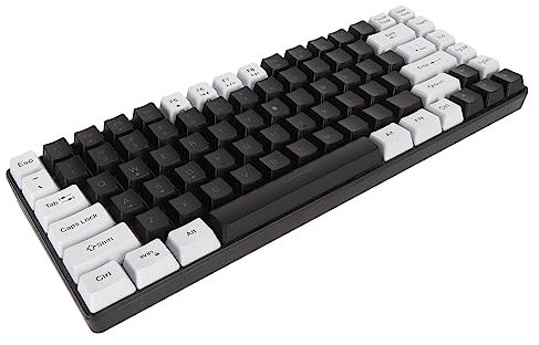 KIMISS Tipo de Teclado para Juegos, Teclado para Juegos Mecánico Curvo Silencioso Cableado para Edición de Oficina Familiar Blanco 80% Blanco C 84 Teclas RGB Retroiluminado
