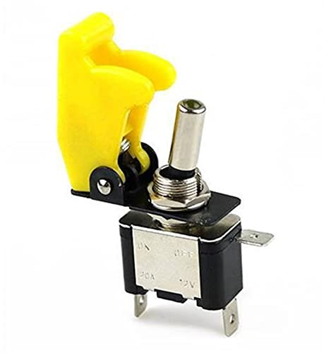 ITCLEYMDZV Auto, Auto, Boot, LKW, beleuchteter LED-Kippschalter mit Sicherheits-Flugzeug-Klappabdeckung, gelb, 12 V, 20 A, SS (Color : 1 Set)