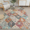 Xfrog Moroccan Trellis Washable Living Room Rug - Retro Floral Non-Slip, Large Oriental Accent Cream Throw Indoor Rug for Nursery Bedroom Office Carpet