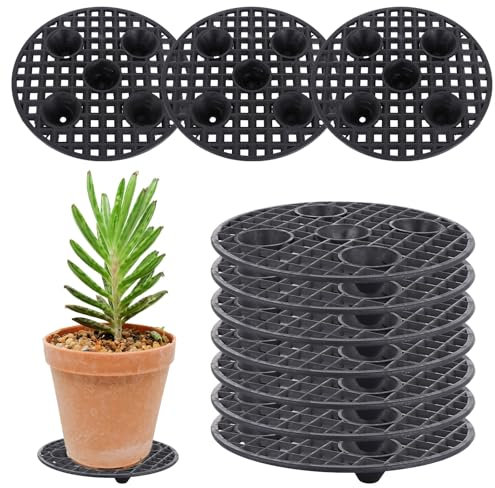 APACALI 10Pack Plant Level Pot Elevator, 20cm / 7.8Inch Plant Pot Stand, Heavy Duty Flower Pot Stand, Round Plant Pot Feet for Indoor, Outdoor, Garden, Deck, Black