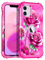 Petocase for iPhone 11 Case,Glow in The Dark Three Layer Heavy Duty Shockproof Full Protection Hard Plastic Bumper+Soft Silicone Protective Case for Apple iPhone 11,Pink