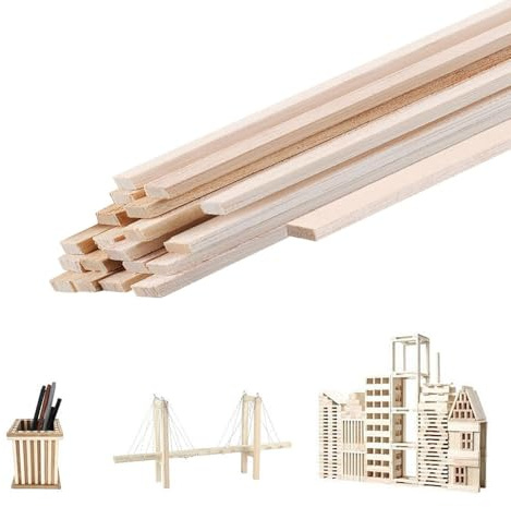 Balsaholz-Streifen, 3 x 9 x 200 mm, Holzdübel, rechteckige Dübelstangen, unlackierte Holzstäbe für Handwerk, DIY-Projekte, Modellherstellung, Zubehör, 20 Stück