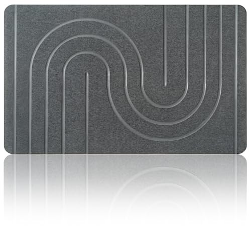 NAYAHOSE Groß Stein Badenmatte 80x50cm, 2024 Neu Kieselgur Badematte rutschfest, Duschvorleger Badvorleger Schnell Trocknend 100% Natürlich, Super Saugfähig Badezimmermatte (Grau, 80x50cm)