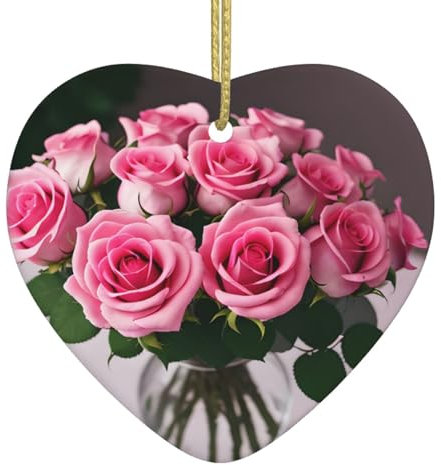 Rote Rosen Weihnachtsschmuck für Weihnachtsbaumschmuck mit goldfarbenem Seil für Party-Dekoration zum Aufhängen