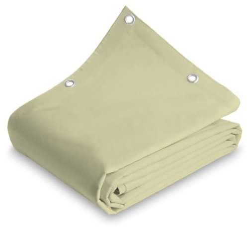 TELOMERITI - Bâche en PVC 650 g/m² avec œillets en aluminium, renforcé, type camion, imperméable, couvre-tout extérieur, différentes couleurs, fabriquée en Italie (ivoire foncé, 4 x 5 m (20 m²)