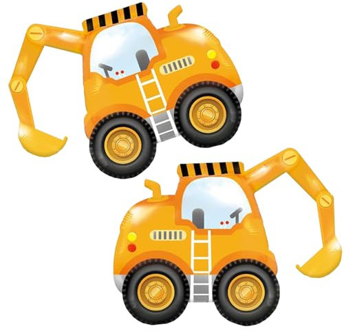 Bagger Party Luftballon - 2 Stück Folienballon Deko für Kindergeburtstag - Digger Ballon (B)