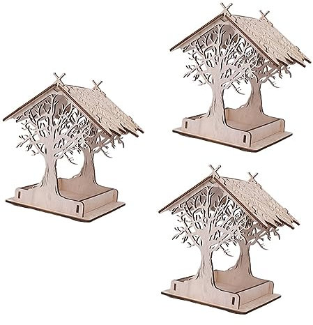 YARNOW 3 STK Vogelhäuschen Im Freien Vogelfutterspender Für Den Außenbereich Hängend Vogelhäuschen Selber Machen Vogelfütterer Draußen Vogel Fütterer Futterhäuschen Für Wildvögel Hölzern