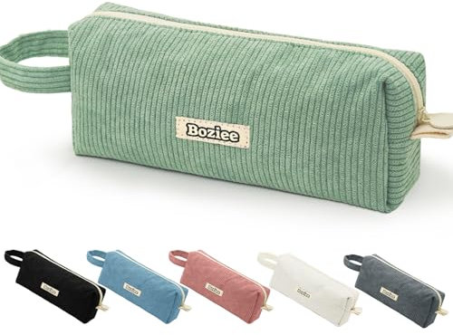 Boziee Cord-Stoff Federmäppchen Mäppchen Mädchen Teenager Stiftetasche Federtasche Pencil Case Schulmäppchen Stiftemappe für Schule | Büro (Grün)