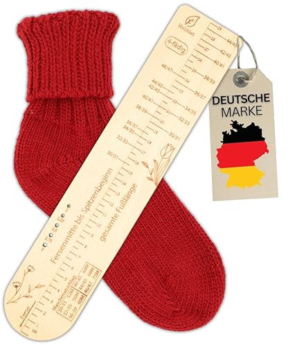 Holzblatt® Sockenlineal 4fädig Sockenbretter mit Größenangabe zum Stricken. Sockenspanner/Sockenschablone mit Größenangabe. Sockenblocker als Strickhilfe